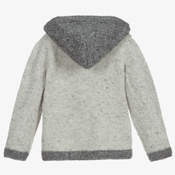 فوكيه-كنزة هودي صوف محبوك لون رمادي للأولاد | Childrensalon Outlet