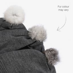 فوكيه-قبعة بوم-بوم محبوكة لون رمادي | Childrensalon Outlet