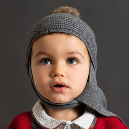 فوكيه-قبعة بوم-بوم محبوكة لون رمادي | Childrensalon Outlet