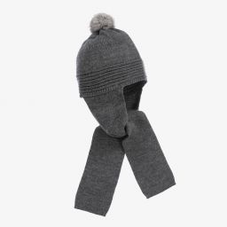 فوكيه-قبعة بوم-بوم محبوكة لون رمادي | Childrensalon Outlet