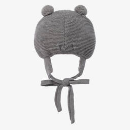 فوكيه-قبعة بوم-بوم مزيج أكريليك محبوك لون رمادي | Childrensalon Outlet