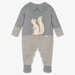 Foque-Grey Knitted Squirrel Babygrow | Childrensalon Outlet