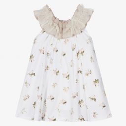 Foque-Ivory & Beige Flowers Dress | Childrensalon Outlet