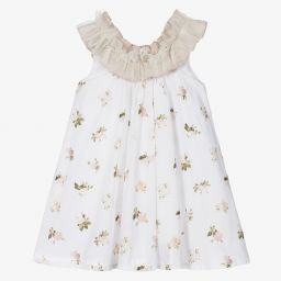 Foque-Ivory & Beige Flowers Dress | Childrensalon Outlet