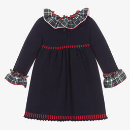 Foque-Navy Blue Knitted Wool Dress | Childrensalon Outlet