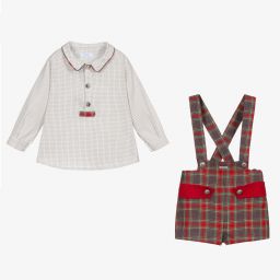 Foque-Серая рубашка и красные шорты в клетку | Childrensalon Outlet