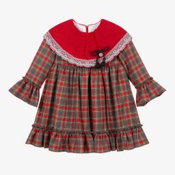 Foque-Red & Grey Checked Dress  | Childrensalon Outlet
