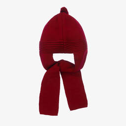 فوكيه-قبعة وسكارف أكريليك محبوك لون أحمر | Childrensalon Outlet