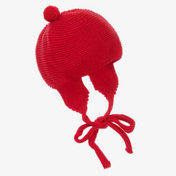 فوكيه-قبعة بوم-بوم أكريليك وصوف محبوك لون أحمر | Childrensalon Outlet