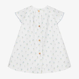 Foque-White Organic Cotton Dress  | Childrensalon Outlet