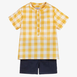 Foque-Yellow & Blue Shorts Set | Childrensalon Outlet