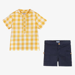 Foque-Yellow & Blue Shorts Set | Childrensalon Outlet