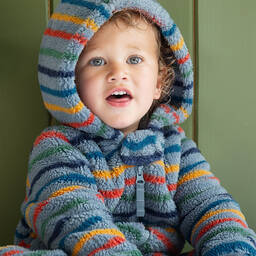 Frugi-Синий флисовый комбинезон в полоску | Childrensalon Outlet