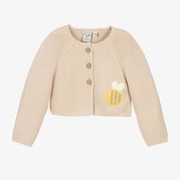 Frugi-Beige Knitted Cotton Baby Cardigan | Childrensalon Outlet