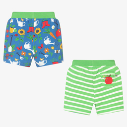 Frugi-شورت بوجهين قطن عضوي لون أزرق وأخضر | Childrensalon Outlet