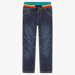 Frugi-Blue Organic Cotton Rainbow Waist Jeans | Childrensalon Outlet