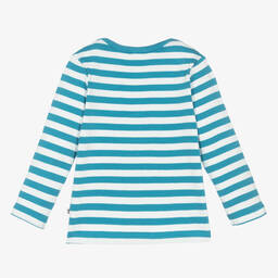 Frugi-Blue & White Stripe Cotton Bee Top | Childrensalon Outlet