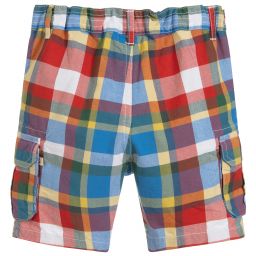 Frugi-Boys Blue Check Cotton Shorts | Childrensalon Outlet