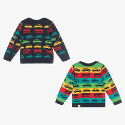 Frugi-Boys Blue Organic Cotton Reversible Sweater | Childrensalon Outlet