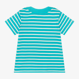 Frugi-Boys Blue Striped Cotton Leopard T-Shirt | Childrensalon Outlet