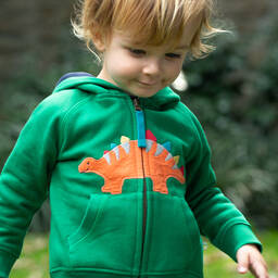 فروجي-توب هودي بسحّاب قطن عضوي لون أخضر للأولاد | Childrensalon Outlet