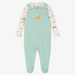 Frugi-Кремовый топ и зеленый комбинезон из органического хлопка | Childrensalon Outlet