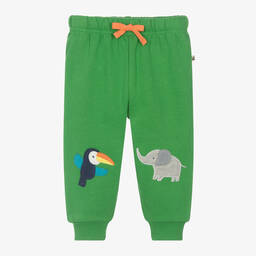 Frugi-Boys Green Organic Cotton Jungle Joggers | Childrensalon Outlet