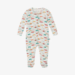 Frugi-Boys Ivory Tractor Print Babygrow | Childrensalon Outlet
