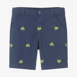 Frugi-Boys Navy Cotton Tractor Shorts | Childrensalon Outlet