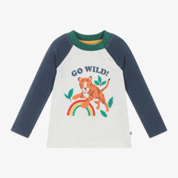 Frugi-توب أطفال ولادي بطبعة نمر قطن لون عاجي | Childrensalon Outlet