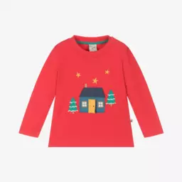 Frugi-Boys Red Festive Cotton Shirt | Childrensalon Outlet