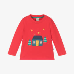Frugi-Boys Red Festive Cotton Shirt | Childrensalon Outlet