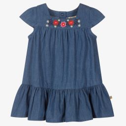Frugi-Girls Blue Chambray Dress  | Childrensalon Outlet
