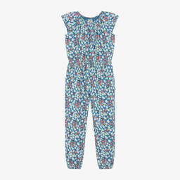 Frugi-Girls Blue Floral Cotton Jumpsuit | Childrensalon Outlet
