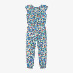Frugi-Girls Blue Floral Cotton Jumpsuit | Childrensalon Outlet