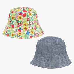 Frugi-Синяя двусторонняя панама с цветами | Childrensalon Outlet