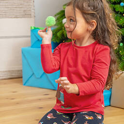 Frugi-طقم ليقنز  قطن روبن أحمر بطبعة احتفالية للبنات | Childrensalon Outlet