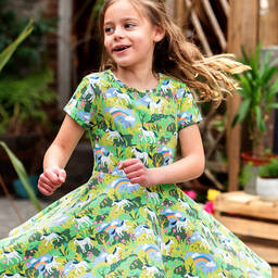 فروجي-فستان سكاتر قطن عضوي جيرسي لون أخضر | Childrensalon Outlet