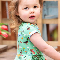 فروجي-فستان سكاتر قطن عضوي جيرسي لون أخضر أكوا | Childrensalon Outlet