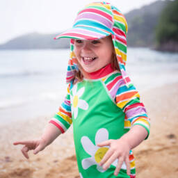 Frugi-Girls Green & Striped Sun Suit (UPF50+) | Childrensalon Outlet