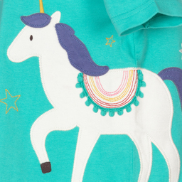 Frugi-Girls Green Unicorn T-Shirt | Childrensalon Outlet