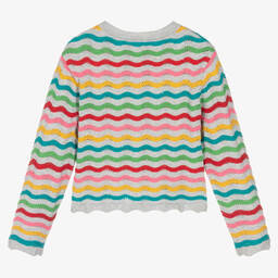 Frugi-Girls Grey Striped Cotton Knit Cardigan | Childrensalon Outlet