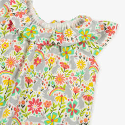 Frugi-Кремовый цветочный комбинезон с зайчиком для девочек | Childrensalon Outlet