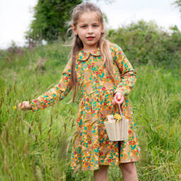 Frugi-Girls Mustard Forest Creatures Dress | Childrensalon Outlet