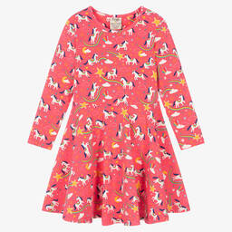 Frugi-Girls Pink Cotton Unicorn Skater Dress | Childrensalon Outlet