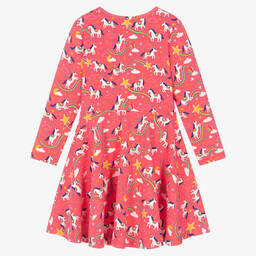Frugi-Girls Pink Cotton Unicorn Skater Dress | Childrensalon Outlet