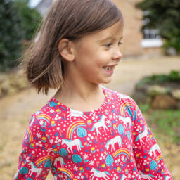 Frugi-Girls Pink Horse Skater Dress | Childrensalon Outlet