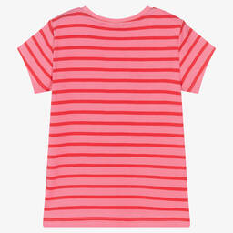 فروجي-تيشيرت قطن عضوي لون زهري وأحمر للبنات | Childrensalon Outlet