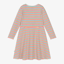 Frugi-Girls Rainbow Stripe Cotton Jersey Dress | Childrensalon Outlet