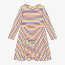 Frugi-Girls Rainbow Stripe Cotton Jersey Dress | Childrensalon Outlet